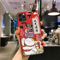 Lucky Cat Phone Case with Hand Strap and Key Chain