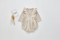 Small flying sleeve knitted baby one piece clothes