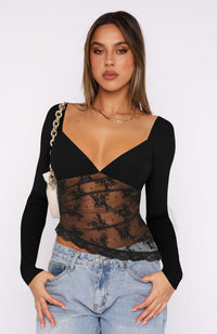 Autumn New Solid Color Lace Patchwork Top Womens Clothing
