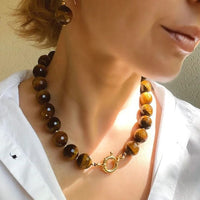 Women's Simple Tiger Eye Necklace