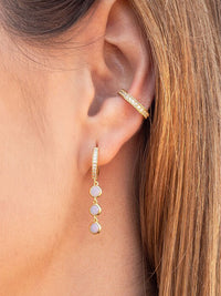 Silver Needle Chain Opal Earrings