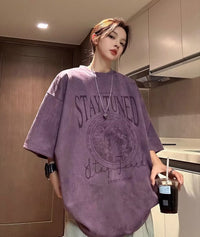Suede-velvet Short-sleeve T-shirt Men's Summer