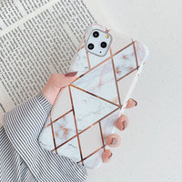 Electroplated geometric marble phone case