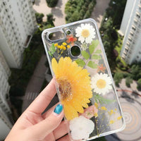 Anti-Drop Soft Sunflower Real Flower Phone Case