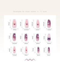 Wear Nail Milk Flavor Taro Taro Purple Gradient Nebula Flower Fake Nails Nail Stickers