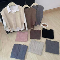 V-neck Knitted Casual Academic Style Women's Fashion Vest