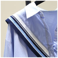 Women's Loose Casual Knitted Ruffle-Trim Shirt