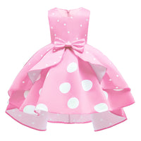 Girls' dress size wave dot retro princess dress