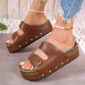 Womens Beach Shoes With Thick Soles Rivets Velcro Straps And Round Toes