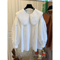 Women's Doll Collar Lantern Sleeve Shirt Top