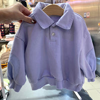 Children's New Tops Lapel Button Loose Casual Sweater