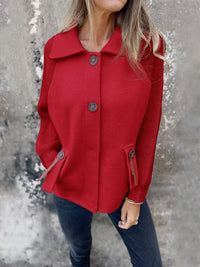 Casual Polo Collar Fashion Pocket Cuff Stitching Jacket Coat