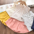 Girls Polka Dot Sleeveless T-shirt Shorts Set