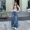 Jacquard Jeans Women's Loose Wide-leg Pants