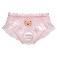 Cute Bear Embroidered Underwear Solid Color Milk Silk