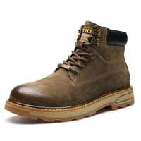 Men's Warm Snow Boots Men's Mid-cut Leather Tooling Boots Men's Trend