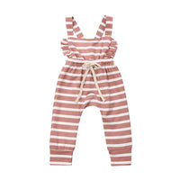 Pure cotton stripe jumpsuit
