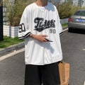 All-match Fashion Hip Hop Cardigan Baseball Uniform Short Sleeve Shirt Men