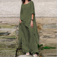 Loose Solid Color Womens Set Irregular Two-Piece Set For Women