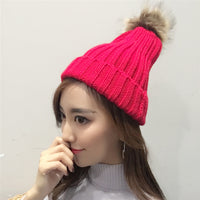 Cute fluffy wool knitted hat