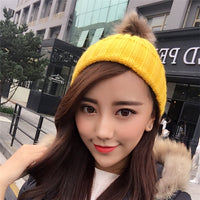 Cute fluffy wool knitted hat