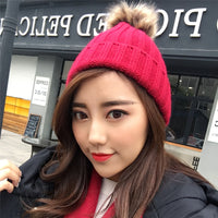Cute fluffy wool knitted hat