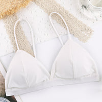 Triangle cup non-wireless bra ultra-thin silky gather