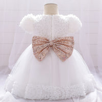 Flower sequin bow wash dress one year old clothes