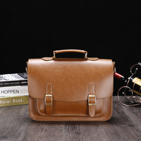 New Business Crazy Horse PU Briefcase Men's Horizontal Retro