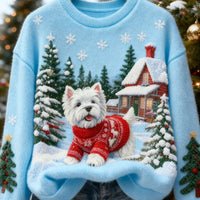 Digital-print Christmas Womens Crew-neck Sweatshirt For Fallwinter