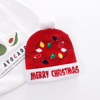 Christmas knitted hat with printed woolen hat