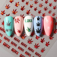 Nail Art New Large 3D Maple Leaf Sticker DIY 6-color Laser Bronzing Nail Decal