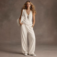 V-neck Sleeveless Tank Top And Wide-leg Pants Set Relaxed Fit