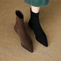 Stretchy Plus-size Fleece-lined Warm Pointed Suede Martin Boots