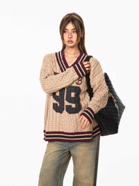 Jacquard Autumn And Winter Loose Idle Style Knitted Top