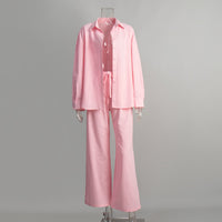 Cotton Shirt Trousers Suit Loose Long Sleeve