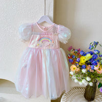 Children's Rainbow With Wings Birthday Dress Gauze Skirt