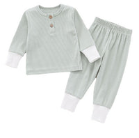 Baby Home Wear Cotton Sunken Stripe Two-piece Suit