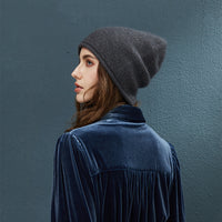 New twist solid color knitted hat, winter outdoor warm rabbit