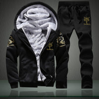 Plus-size Fleece-lined Thick Men's Casual Sport Two-piece Set