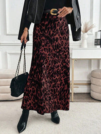 Slimming Leopard Print Skirt High-waisted Loose Long Dress With Print