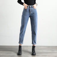 Korean Jeans Loose Harem Pants High Waist Radish Chic Pants Straight Retro Dad