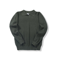 Braid Pattern Pure Cotton Lapel Thick Knitwear Sweater