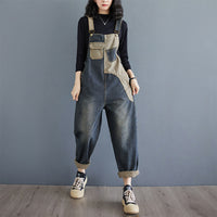 Autumn New Plus Size Loose Denim Suspender Pants