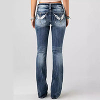 European And American Ladies Heavy Industry Washing Stretch Denim Trousers