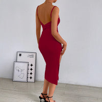 Strapless Sheath Dress With Open Back And Side Slit