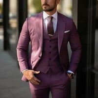Brand Classic Men Suit 3 Pieces Fashion Slim Fit Blazer Vest