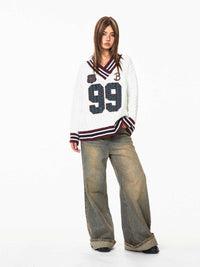 Jacquard Autumn And Winter Loose Idle Style Knitted Top