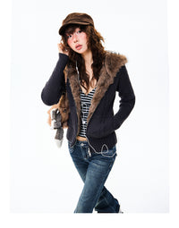Fleece-lined American-style Hottie Slim-fit Short Coat Sweater
