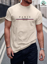 Heavy Short-sleeved Letter Printed Men's Short-sleeved T-shirt Casual Pure Cotton